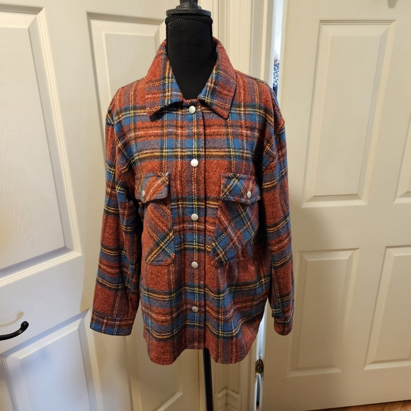 JODIFL Tops - Jodifl Plaid Shacket Shirt Snap Front Size Medium Women's